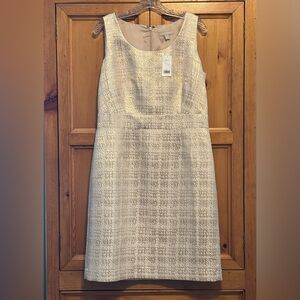 Banana Republic Gold Houndstooth Sleeveless Sheath Dress